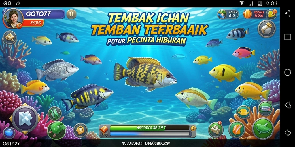 Tangkapan layar gameplay GOTO77 yang menampilkan momen seru menangkap ikan.