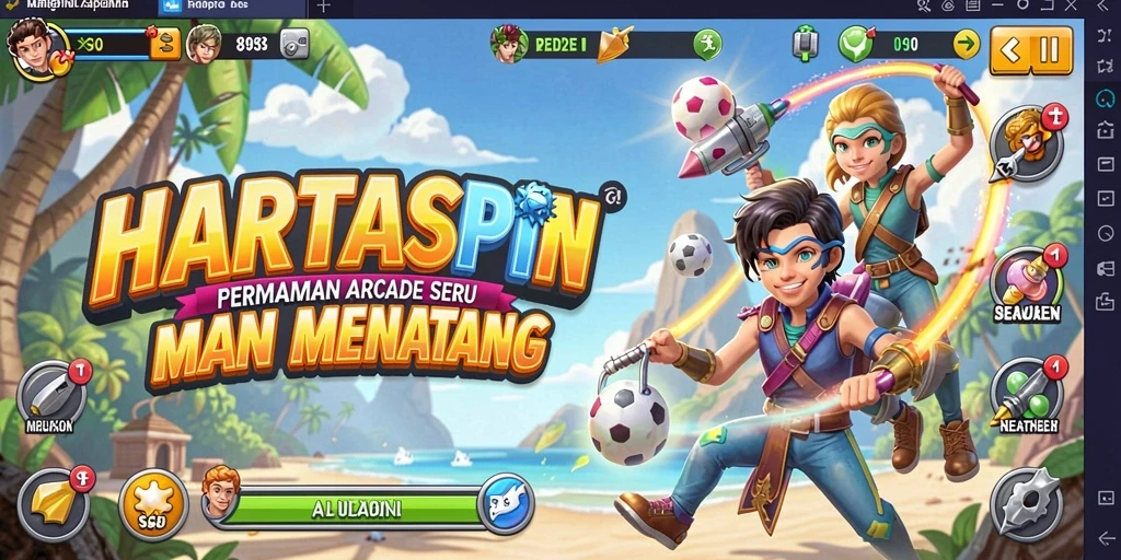 Screenshot HARTASPIN menampilkan aksi seru dalam permainan Arcade.