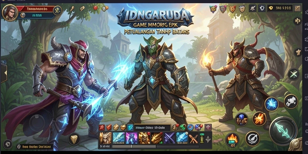 Tampilan gameplay IDNGARUDA menunjukkan pertarungan seru di dunia MMORPG.