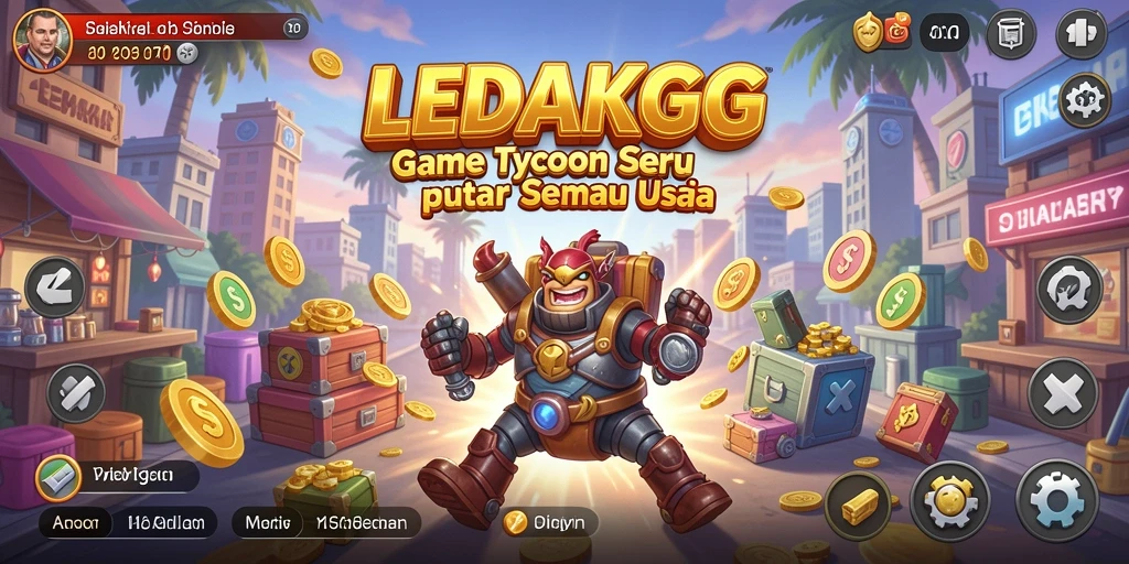 Screenshot menampilkan gameplay seru dalam LEDAKGG, membangun bisnis impian.