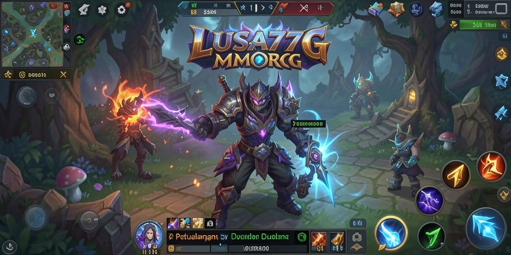 Tampilan dinamis gameplay MMORPG LUSA777 dengan petualangan seru.