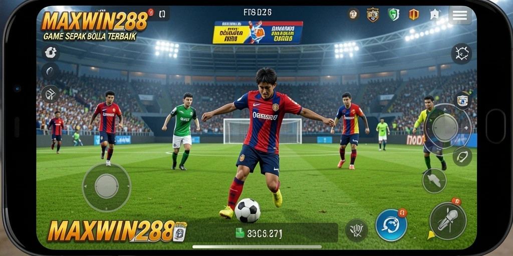 Tampilan gameplay menarik dari MAXWIN288 saat bertanding di lapangan sepak bola.