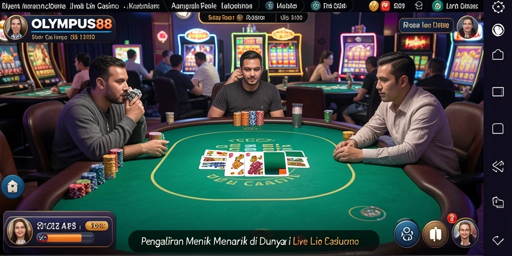 Tampak gameplay Live Casino di OLYMPUS88 dengan dealer langsung.